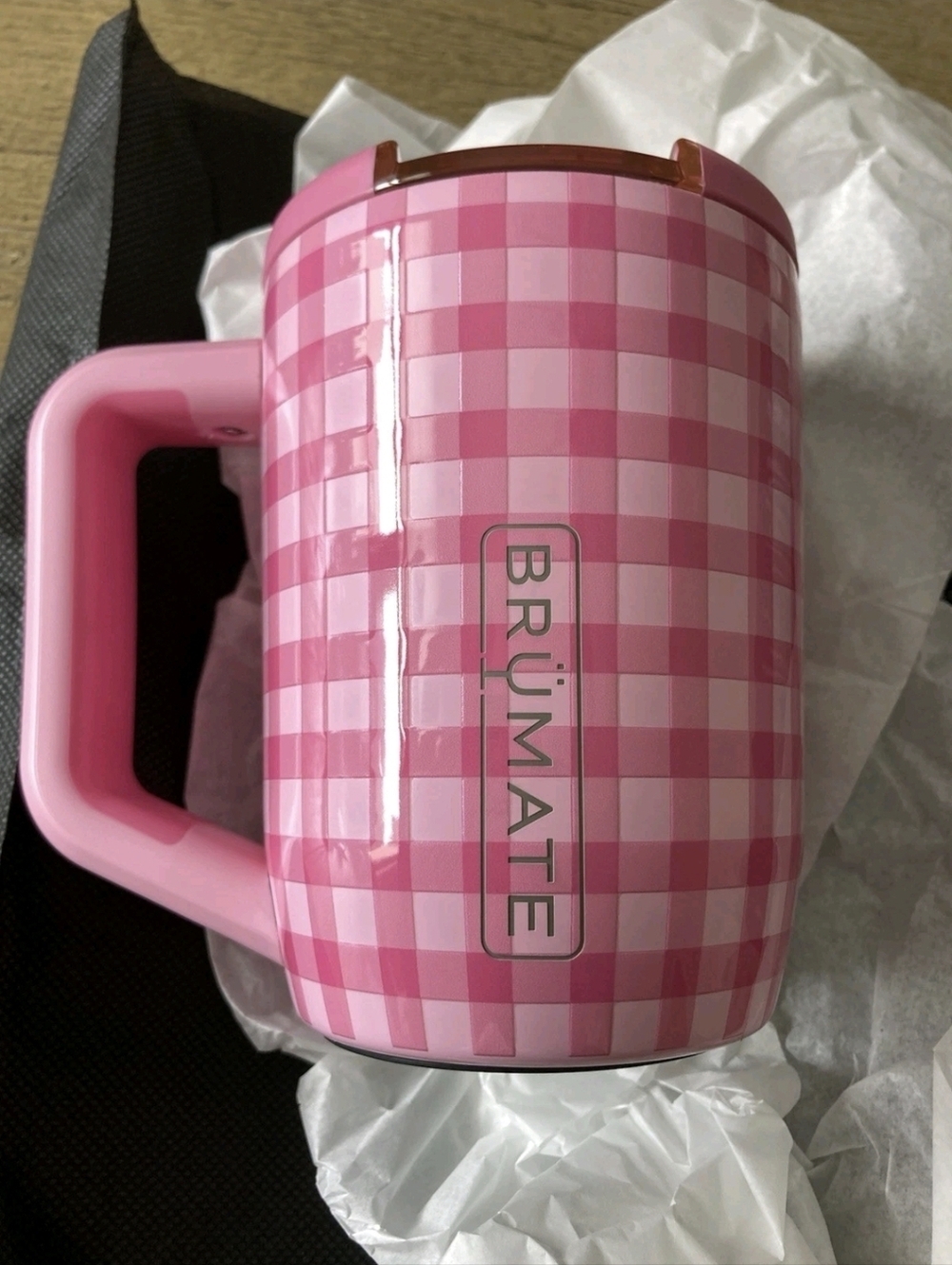 BRUMATE MUV 15 OZ MUG TUMBLER LIMITED EDITION GINGHAM PINK